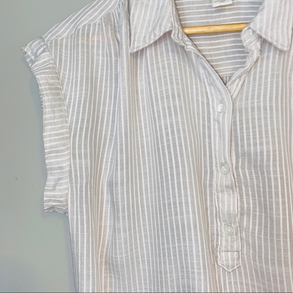 H&M Beige Pinstripe Button-Up Blouse - Picture 2 of 3